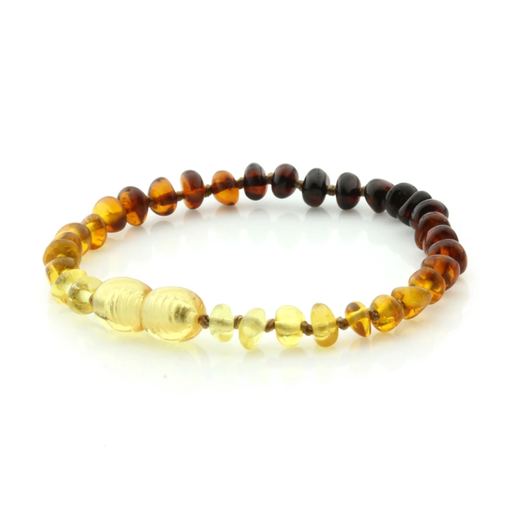 Baltic Amber Teething Bracelet. Roundel Rainbow 5mm - RO27