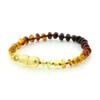 Baltic Amber Teething Bracelet. Roundel Rainbow 5mm - RO27