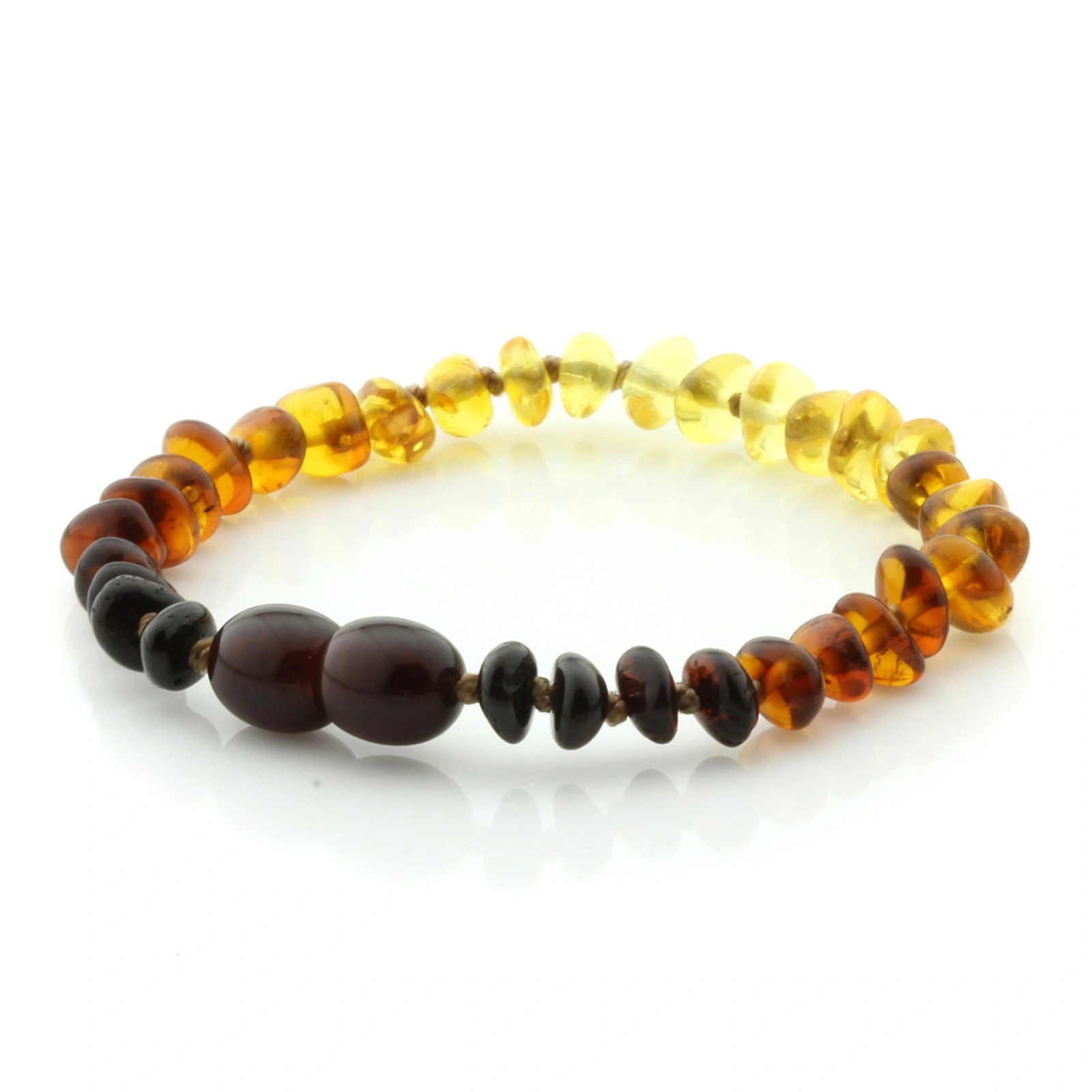 Baltic Amber Teething Bracelet. Roundel Rainbow 5mm - RO28