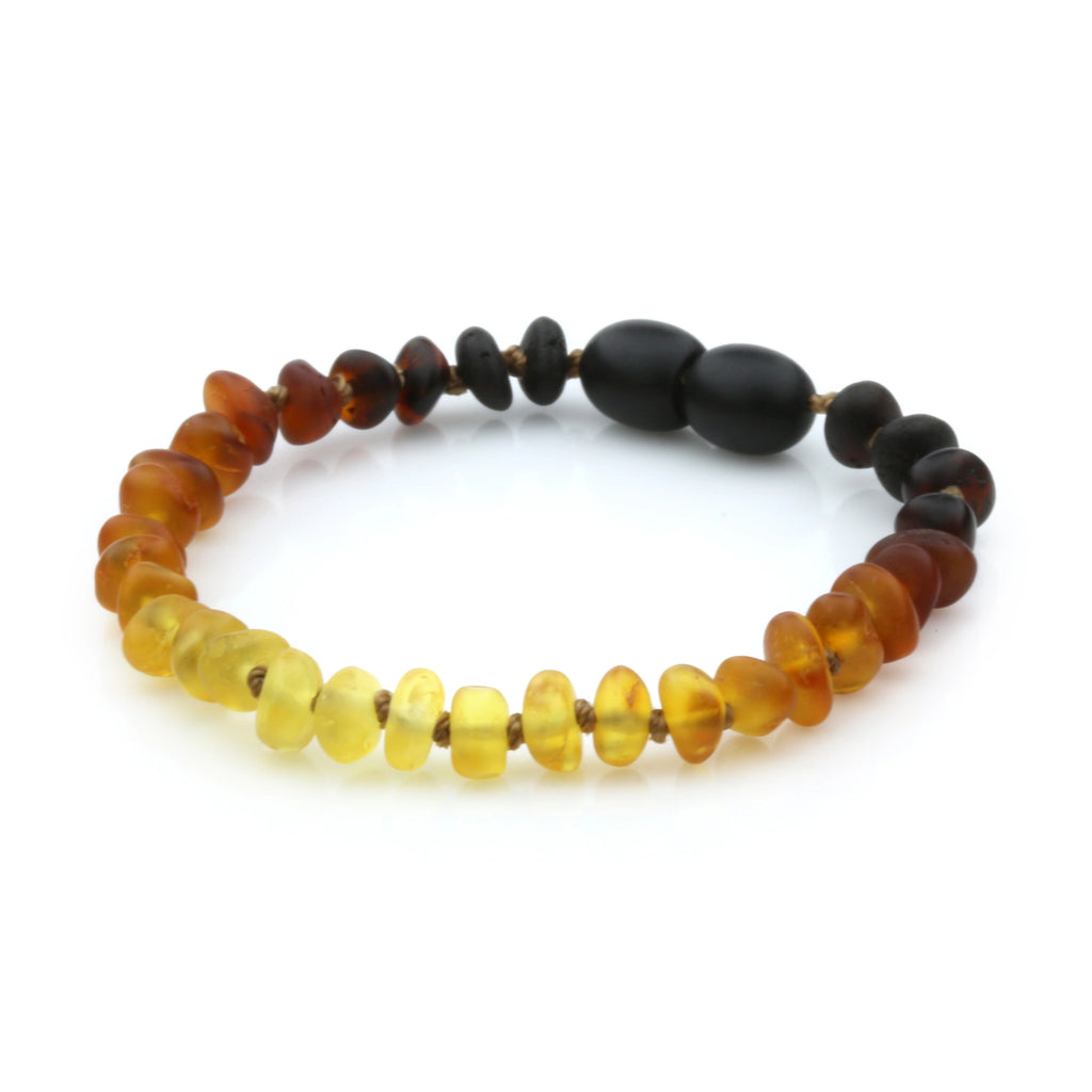 Baltic Amber Teething Bracelet. Roundel Rainbow 5mm - RO36