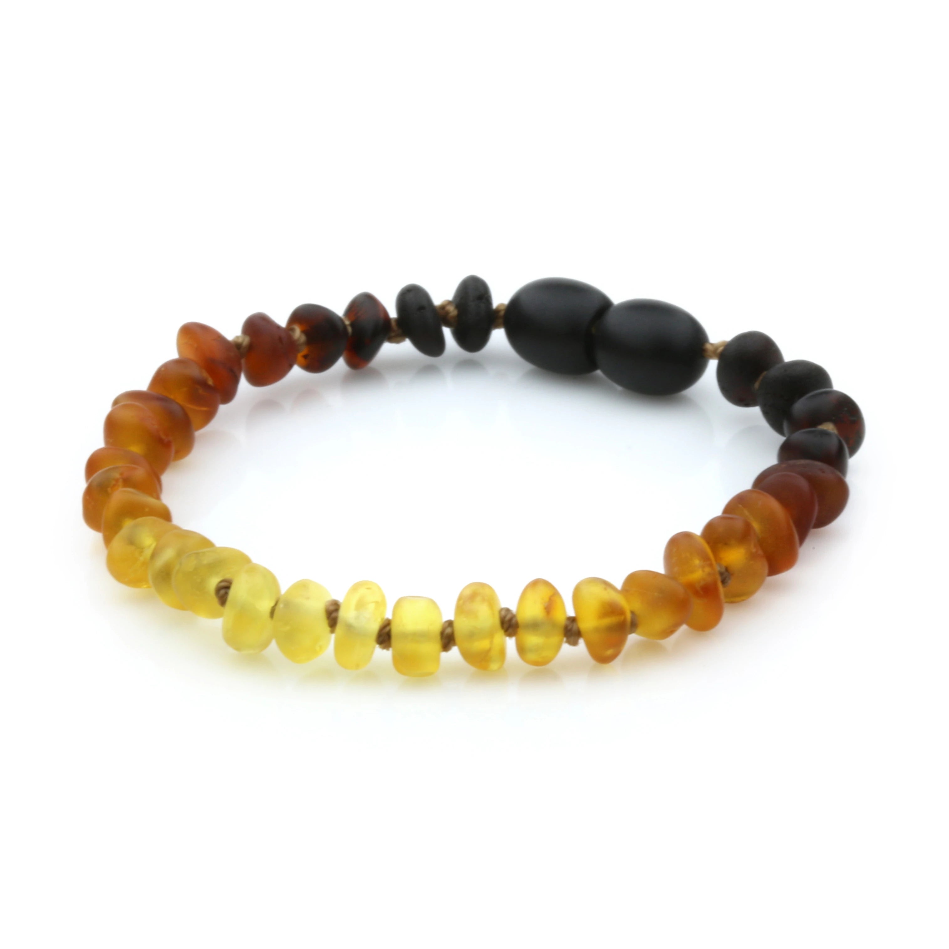 Baltic Amber Teething Bracelet. Roundel Rainbow 5mm - RO36