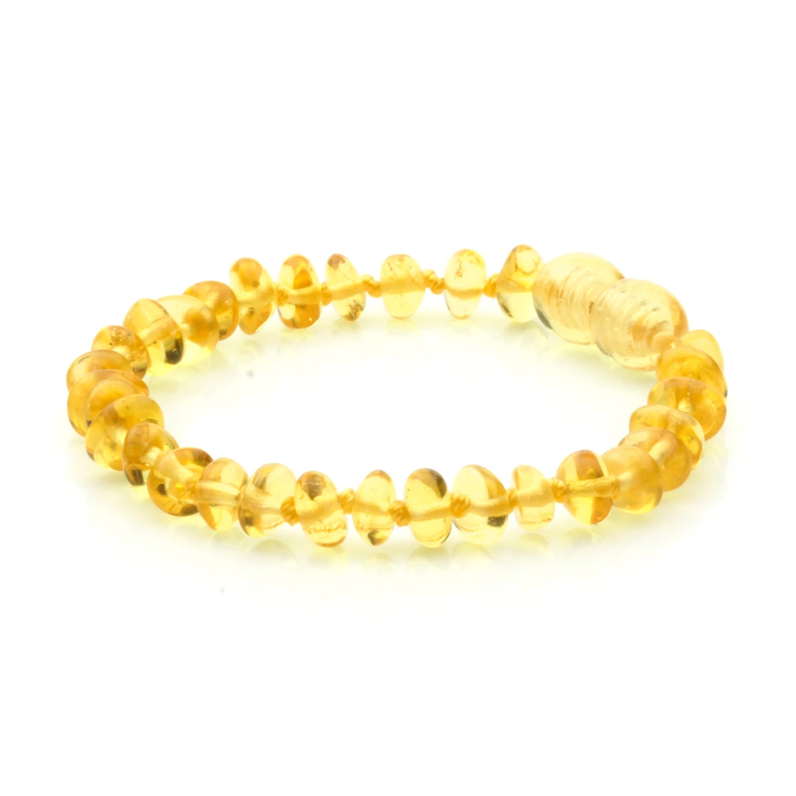 Baltic Amber Teething Bracelet. Roundel Yellow 5mm - RO35