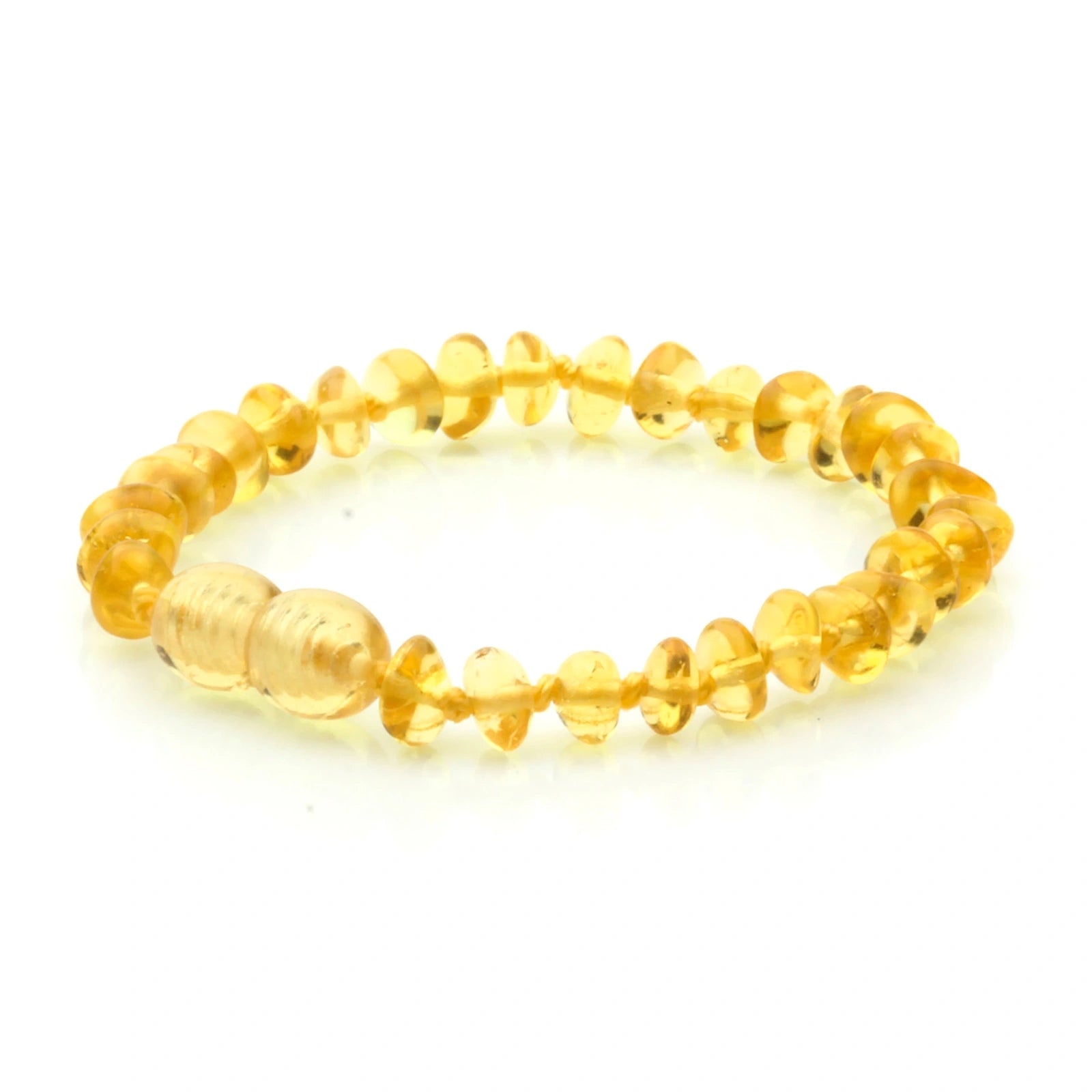 Baltic Amber Teething Bracelet. Roundel Yellow 5mm - RO35