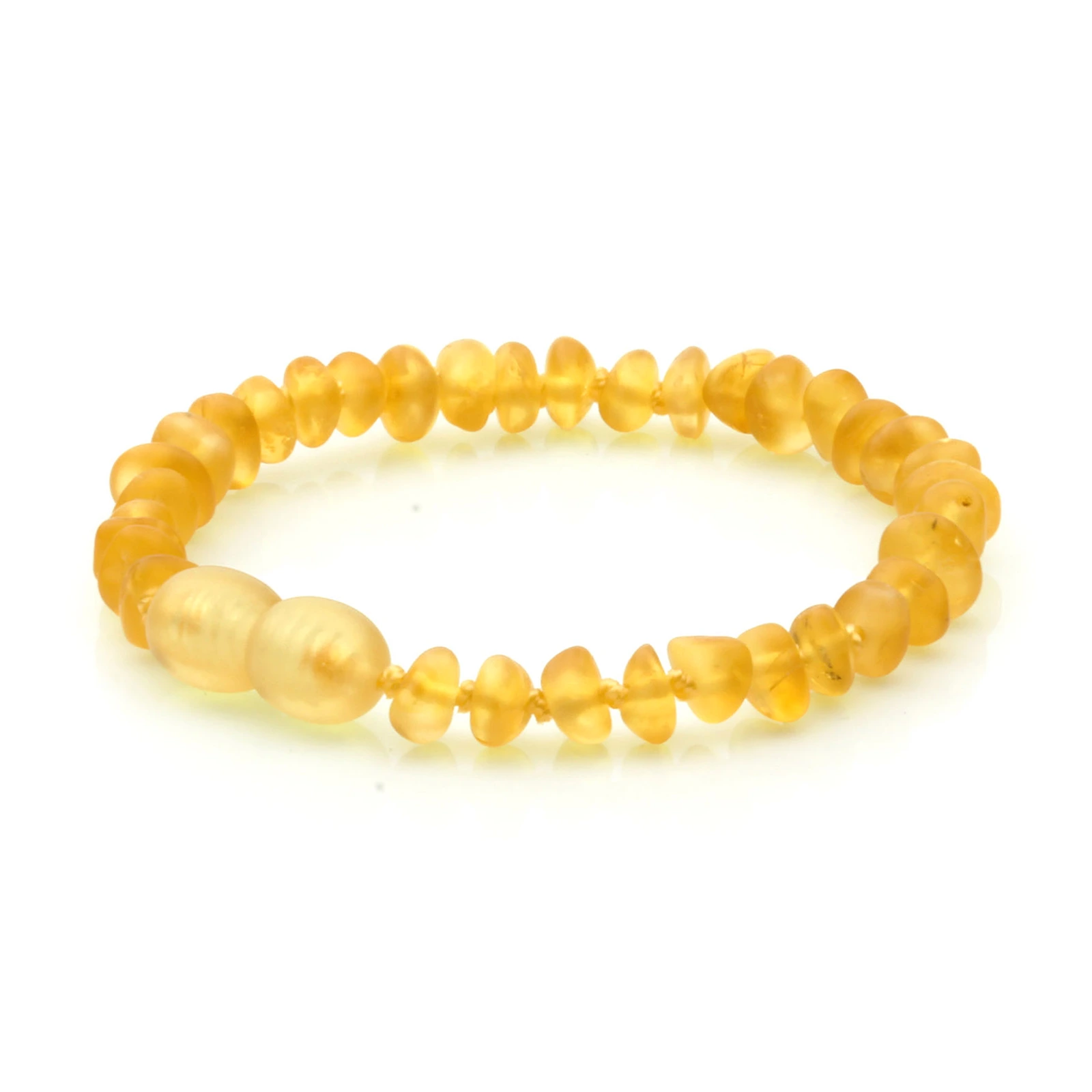 Baltic Amber Teething Bracelet. Roundel Yellow 5mm - RO42
