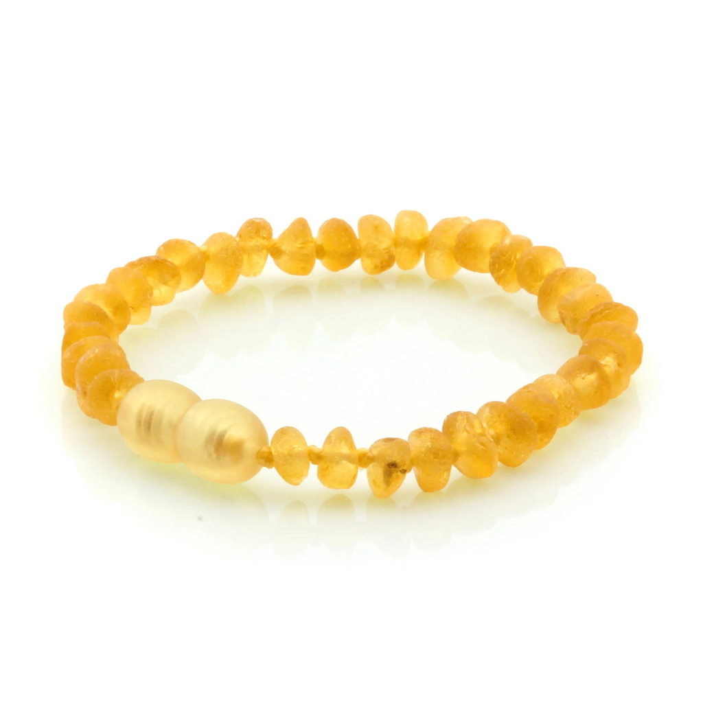 Baltic Amber Teething Bracelet. Roundel Yellow 5mm - RO41