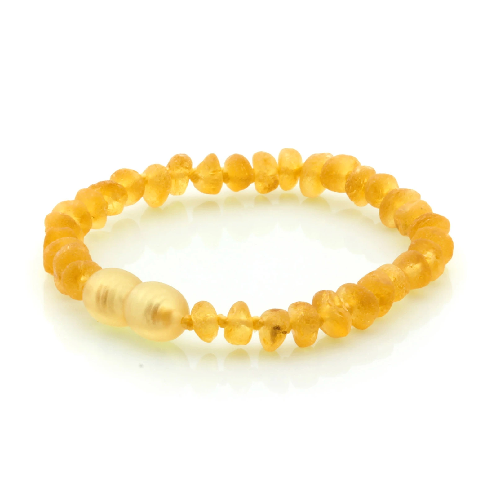 Baltic Amber Teething Bracelet. Roundel Yellow 5mm - RO41