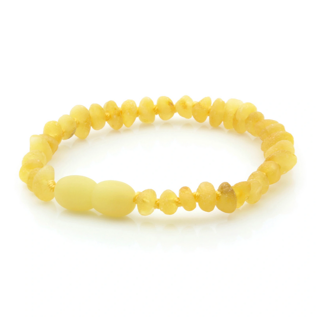 Baltic Amber Teething Bracelet. Baroque Milky Yellow 4mm - BA115