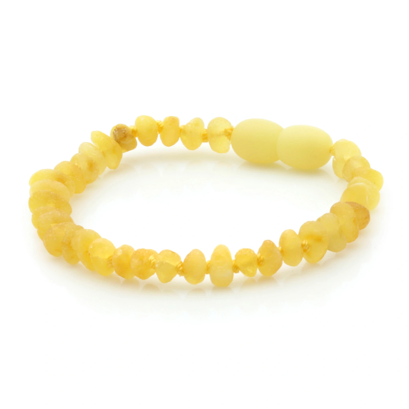 Baltic Amber Teething Bracelet. Baroque Milky Yellow 4mm - BA115