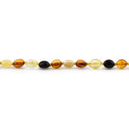 Baltic Amber Teething Bracelet. Olive Multicolor Glossy 5mm - OL64