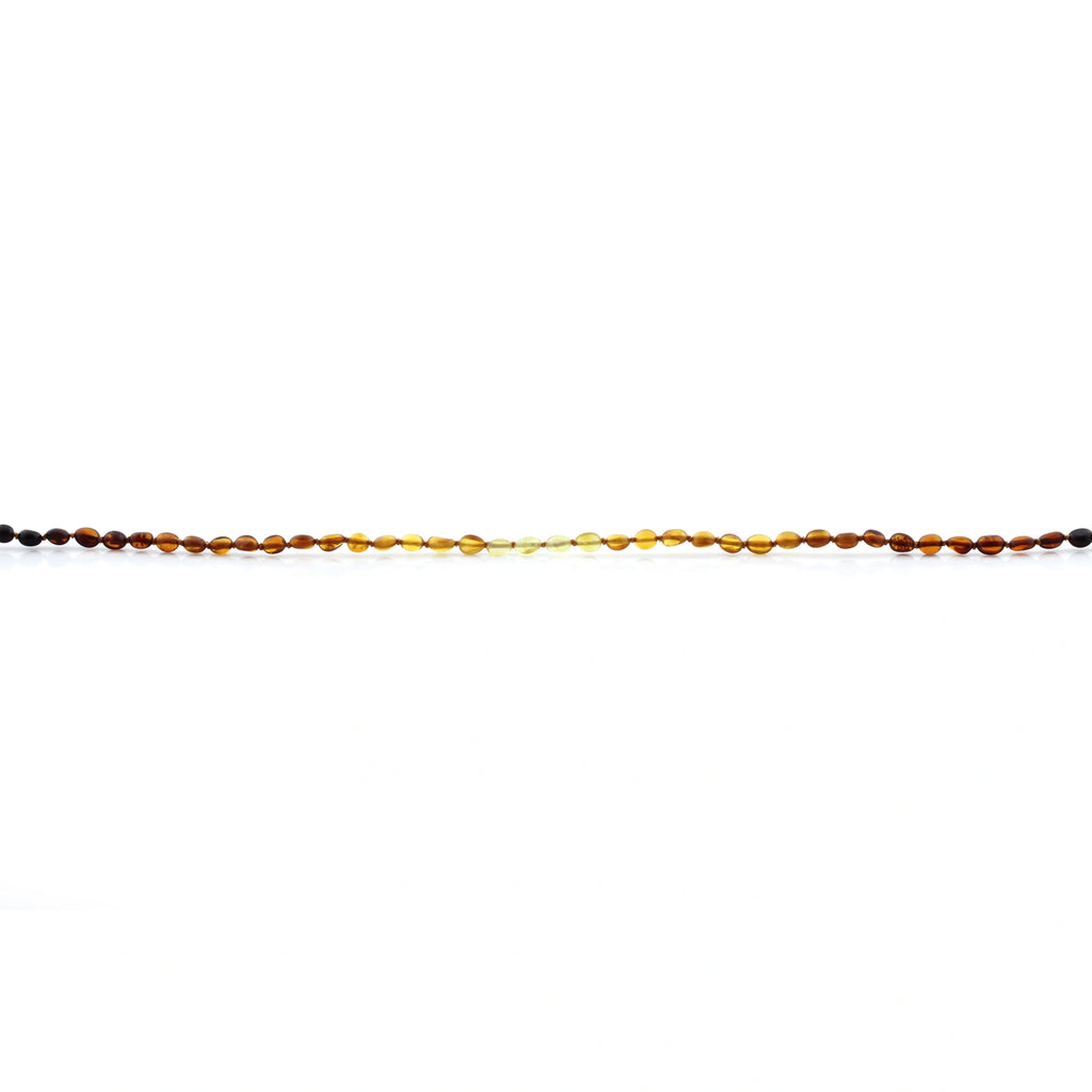 Baltic Amber Teething Bracelet. Olive Rainbow Glossy 5mm - OL69