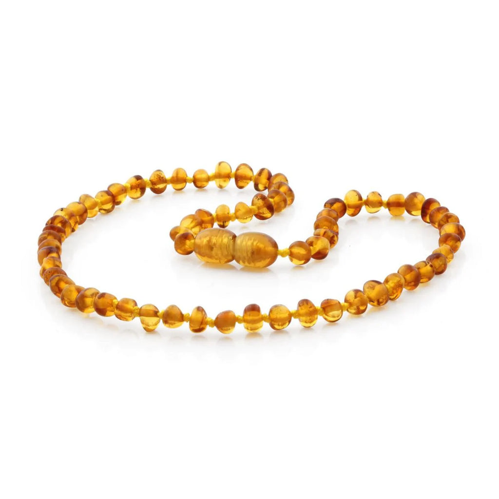 Baltic Amber Teething Necklace. Baroque Light Cognac 4mm - BA44