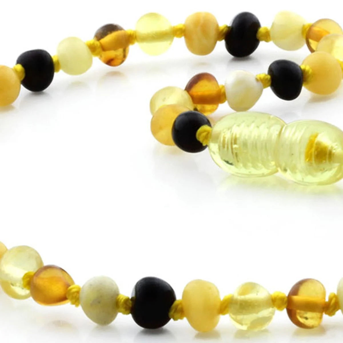 Baltic Amber Teething Necklace. Baroque Multicolour 4mm - BA54