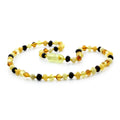 Multicolour Baltic amber baroque children's necklace, 33cm