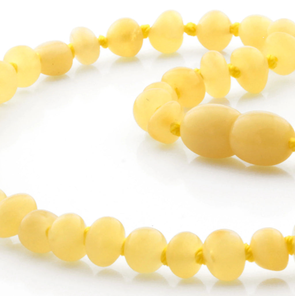 Baltic Amber Teething Necklace. Baroque Milky Yellow 5mm - BA11