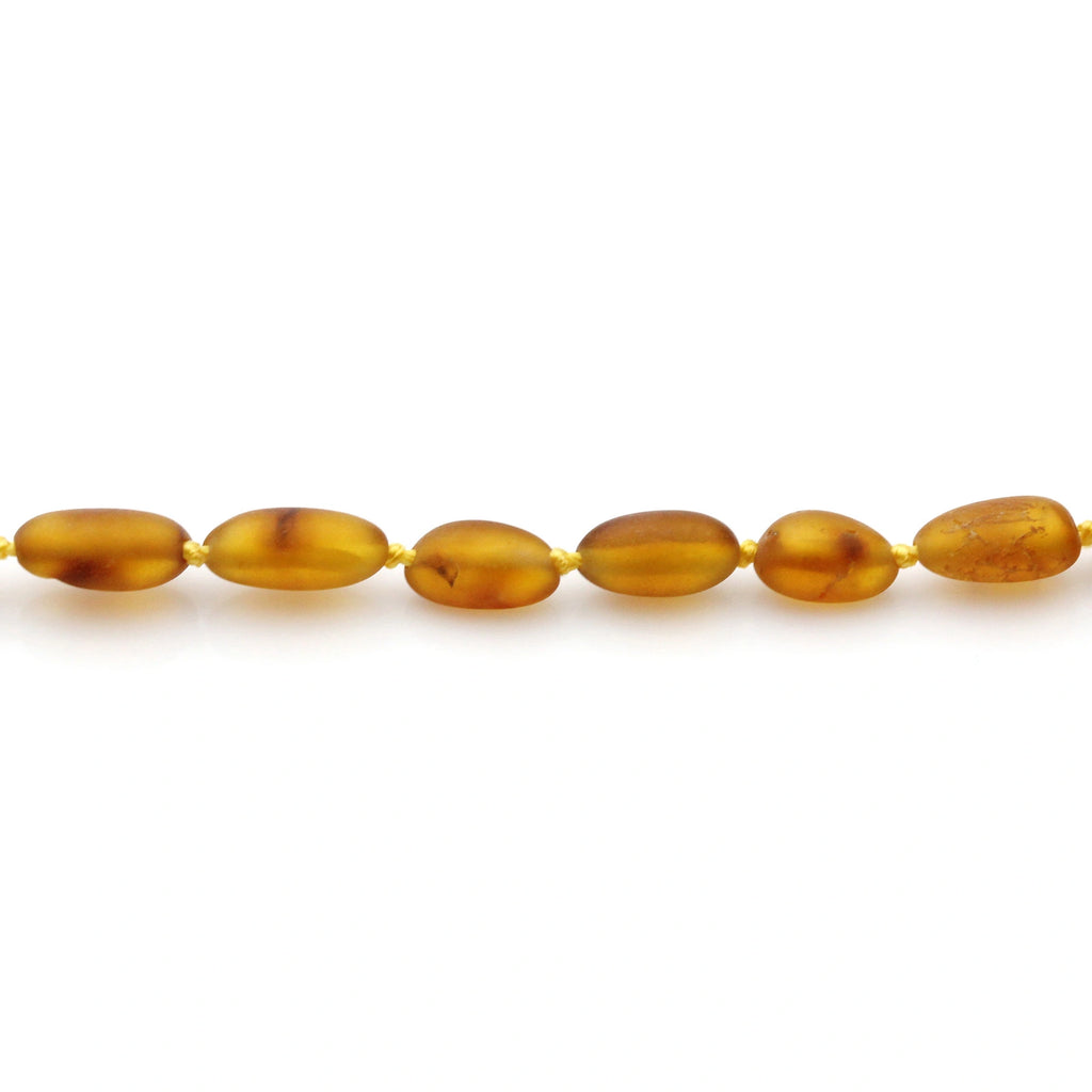 Baltic Amber Teething Necklace. Olive Light Cognac Matte 5mm - OL11