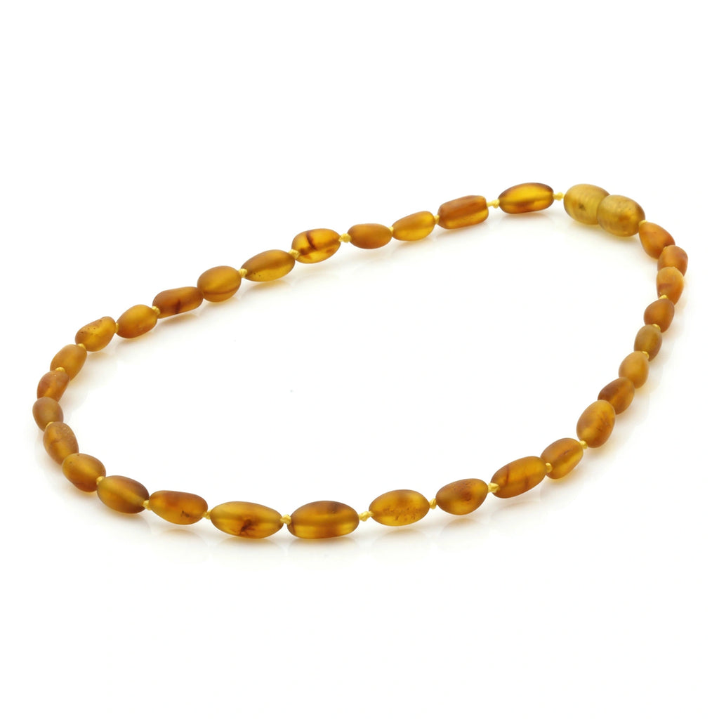Baltic Amber Teething Necklace. Olive Light Cognac Matte 5mm - OL11