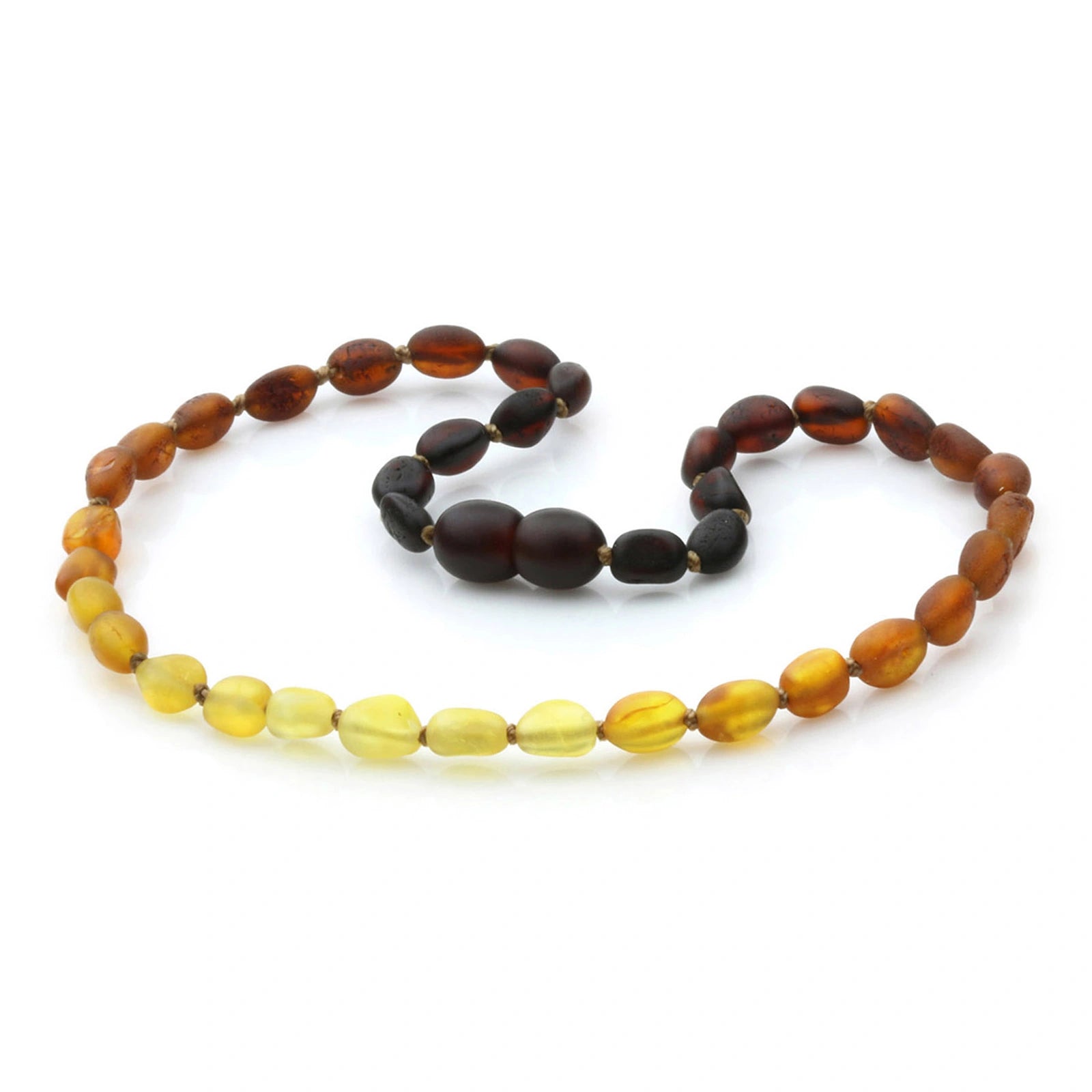 Baltic Amber Teething Necklace. Olive Rainbow Matte 5mm - OL9
