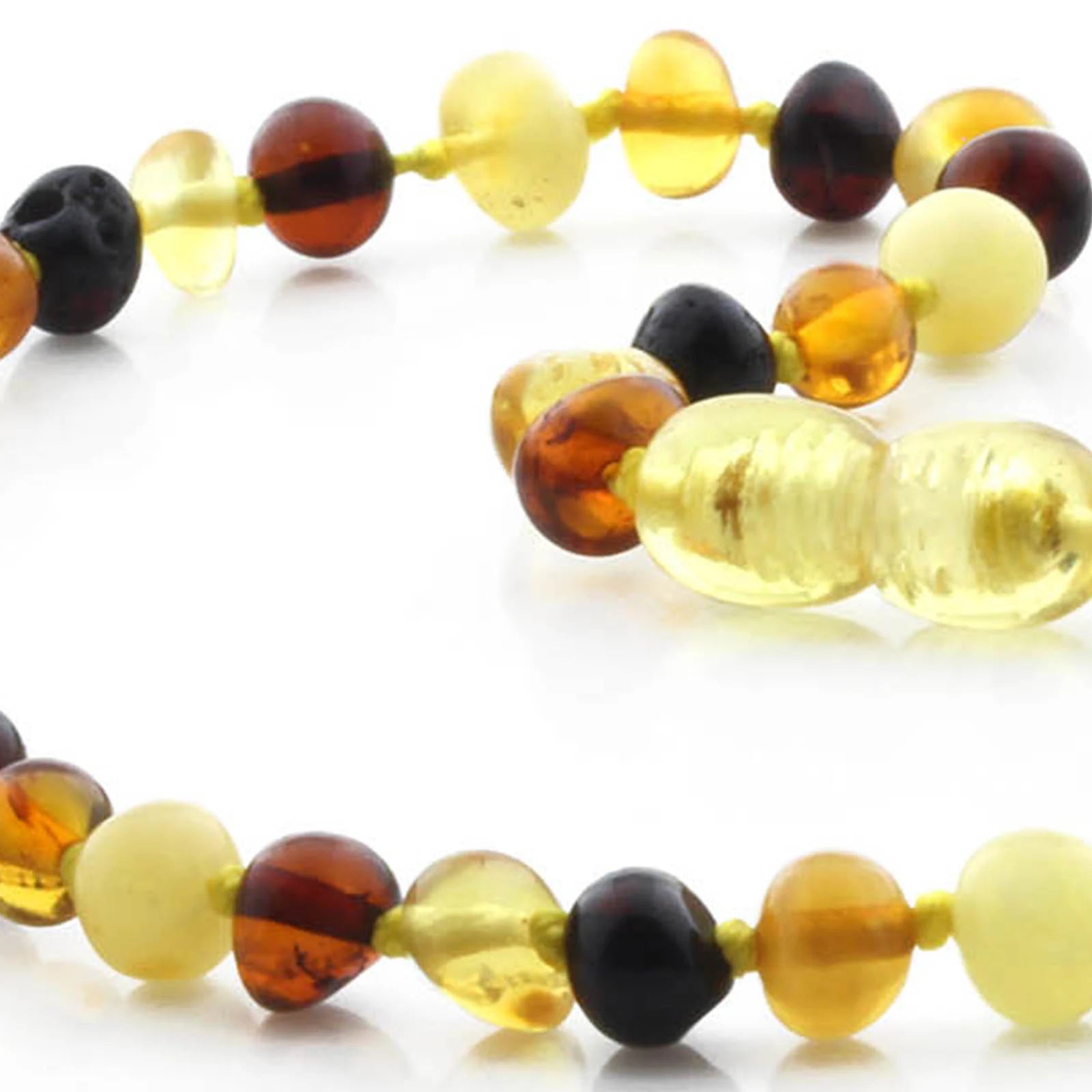 Baltic Amber Teething Necklace. Baroque Multicolour 5mm - BA14