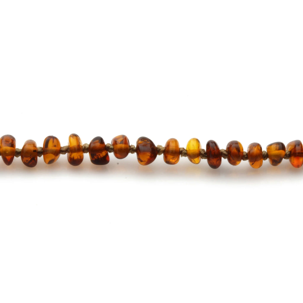 Baltic Amber Teething Necklace. Roundel Cognac Glossy 4mm - RO96