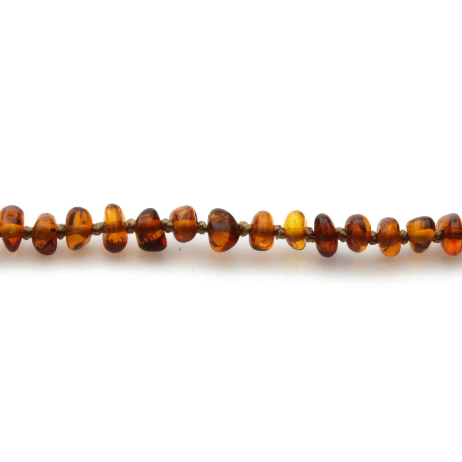 Baltic Amber Teething Necklace. Roundel Cognac Glossy 4mm - RO96