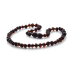 Baltic Amber Teething Necklace. Baroque Dark Cognac 5mm - BA9