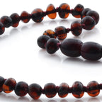 Baltic Amber Teething Necklace. Baroque Dark Cognac 5mm - BA9