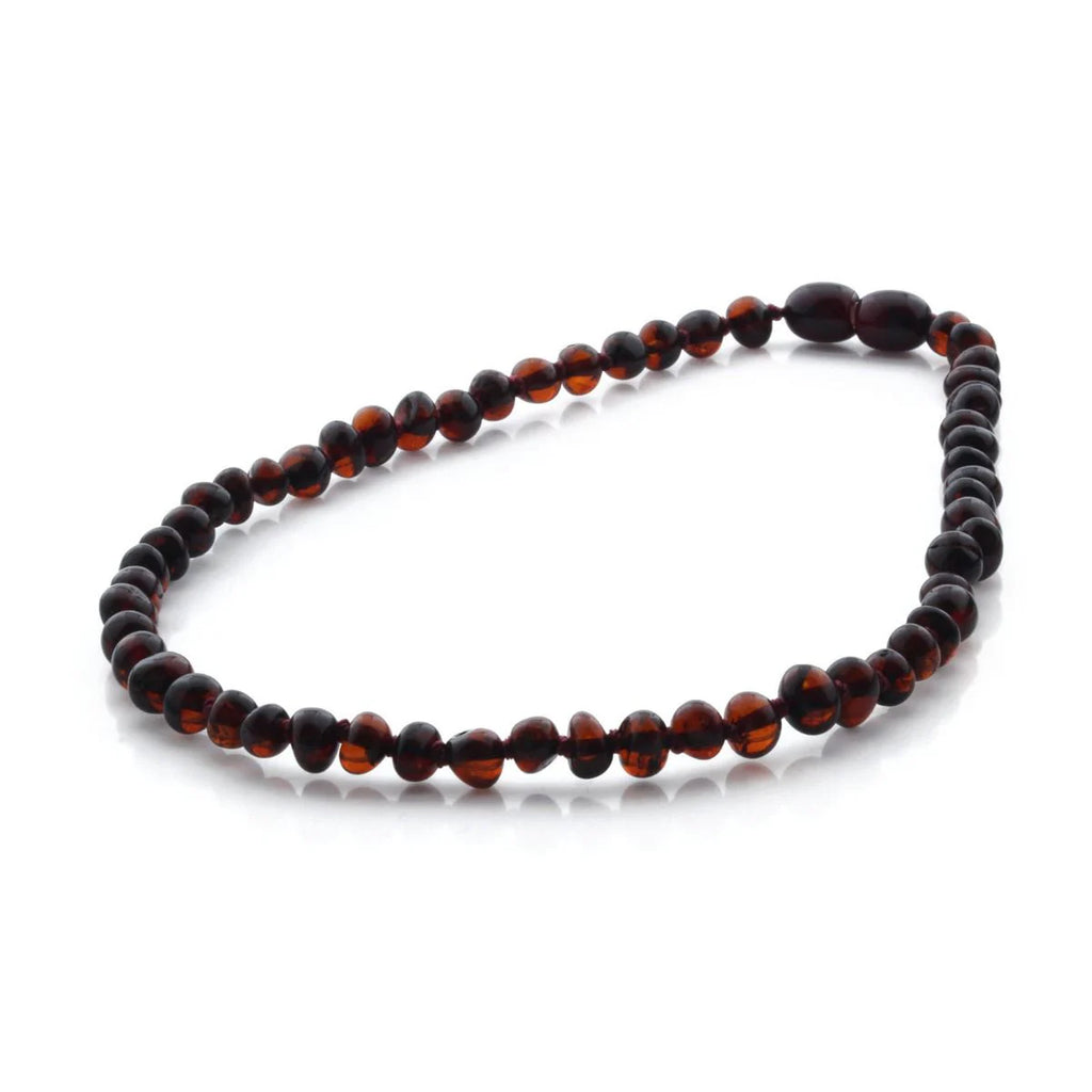Baltic Amber Teething Necklace. Baroque Dark Cognac 5mm - BA9