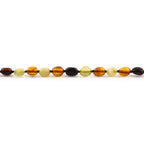 Baltic Amber Teething Necklace. Olive Multicolor Glossy 5mm - OL62
