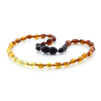 Baltic Amber Teething Necklace. Olive Rainbow Glossy 5mm - OL68