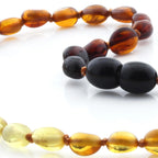 Baltic Amber Teething Necklace. Olive Rainbow Glossy 5mm - OL68