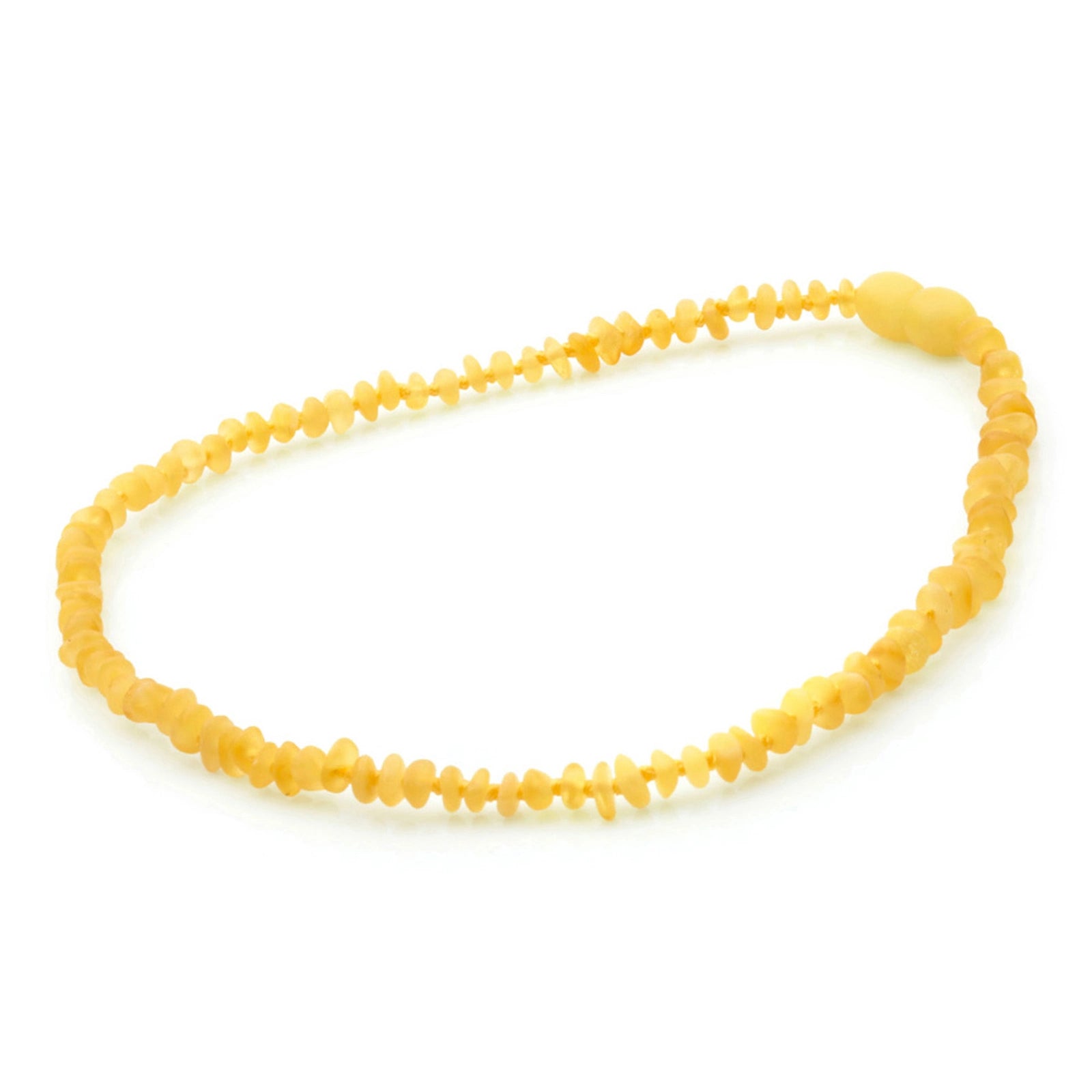 Baltic Amber Teething Necklace. Roundel Milky Yellow Matte 5mm - RO93