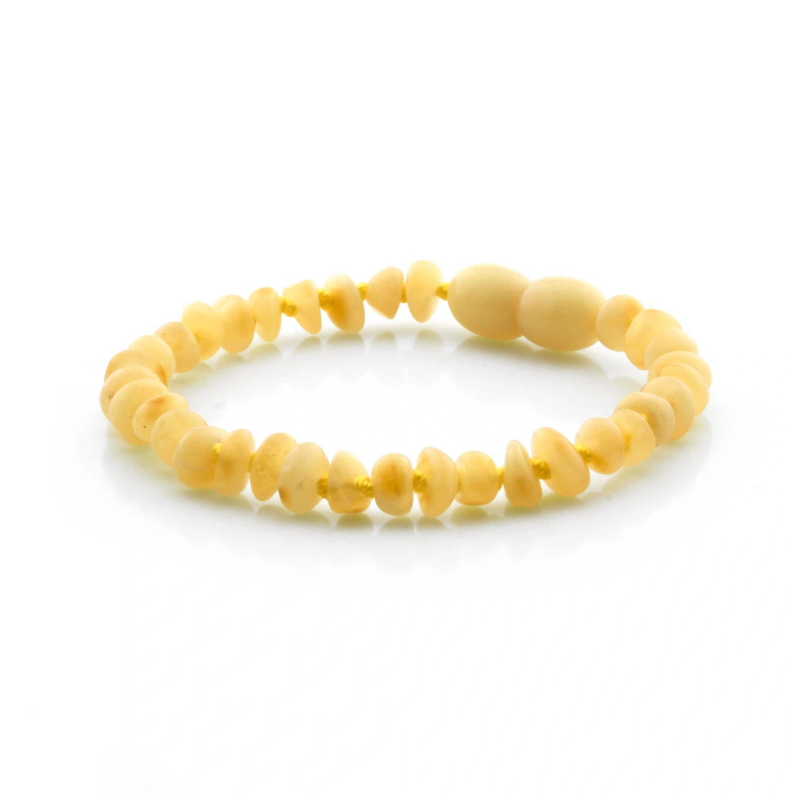 Baltic Amber Teething Bracelet. Roundel Milky Yellow 5mm - RO76