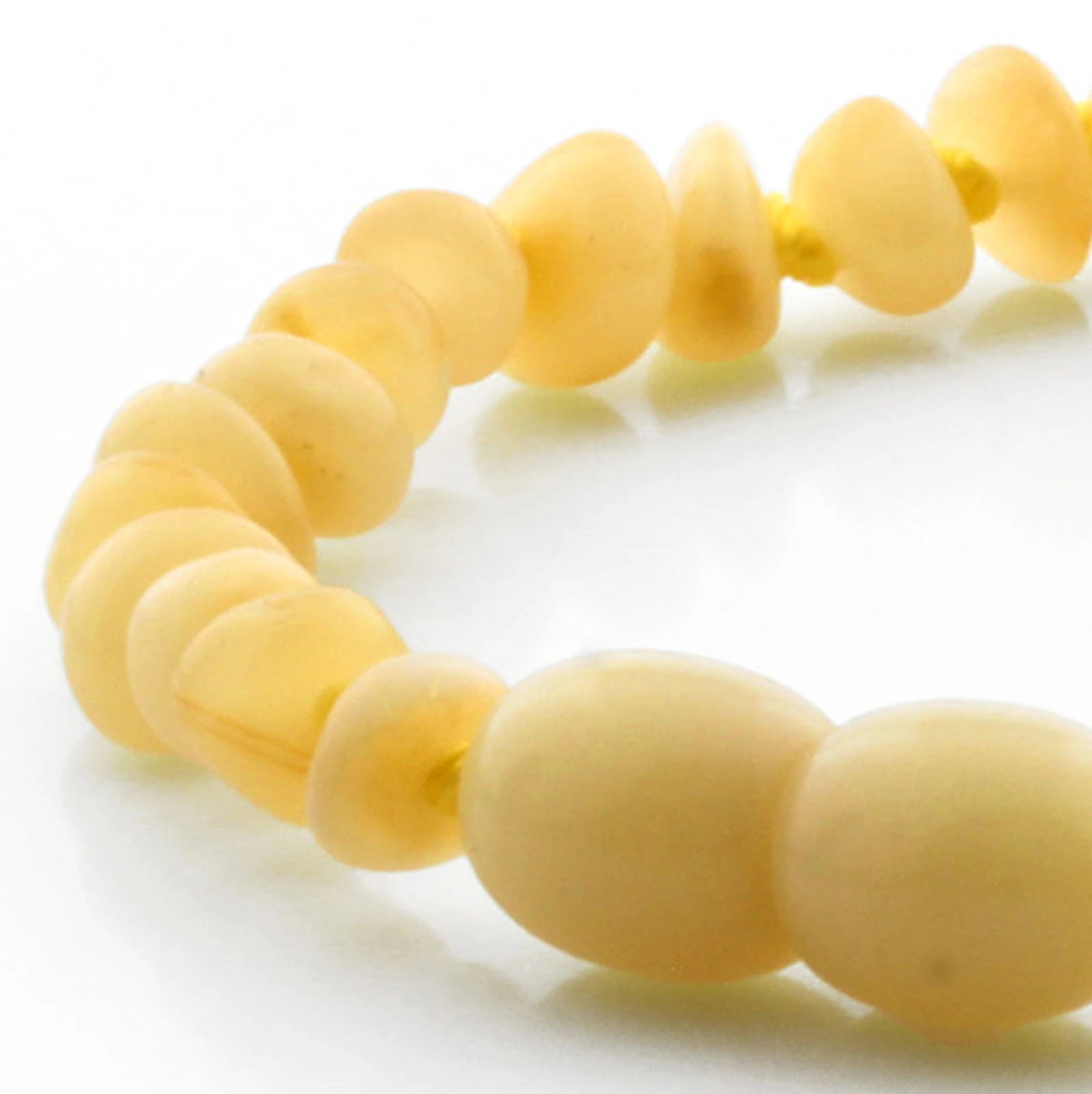 Baltic Amber Teething Bracelet. Roundel Milky Yellow 5mm - RO76