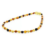 Baltic Amber Teething Necklace. Olive Multicolor Glossy 5mm - OL63