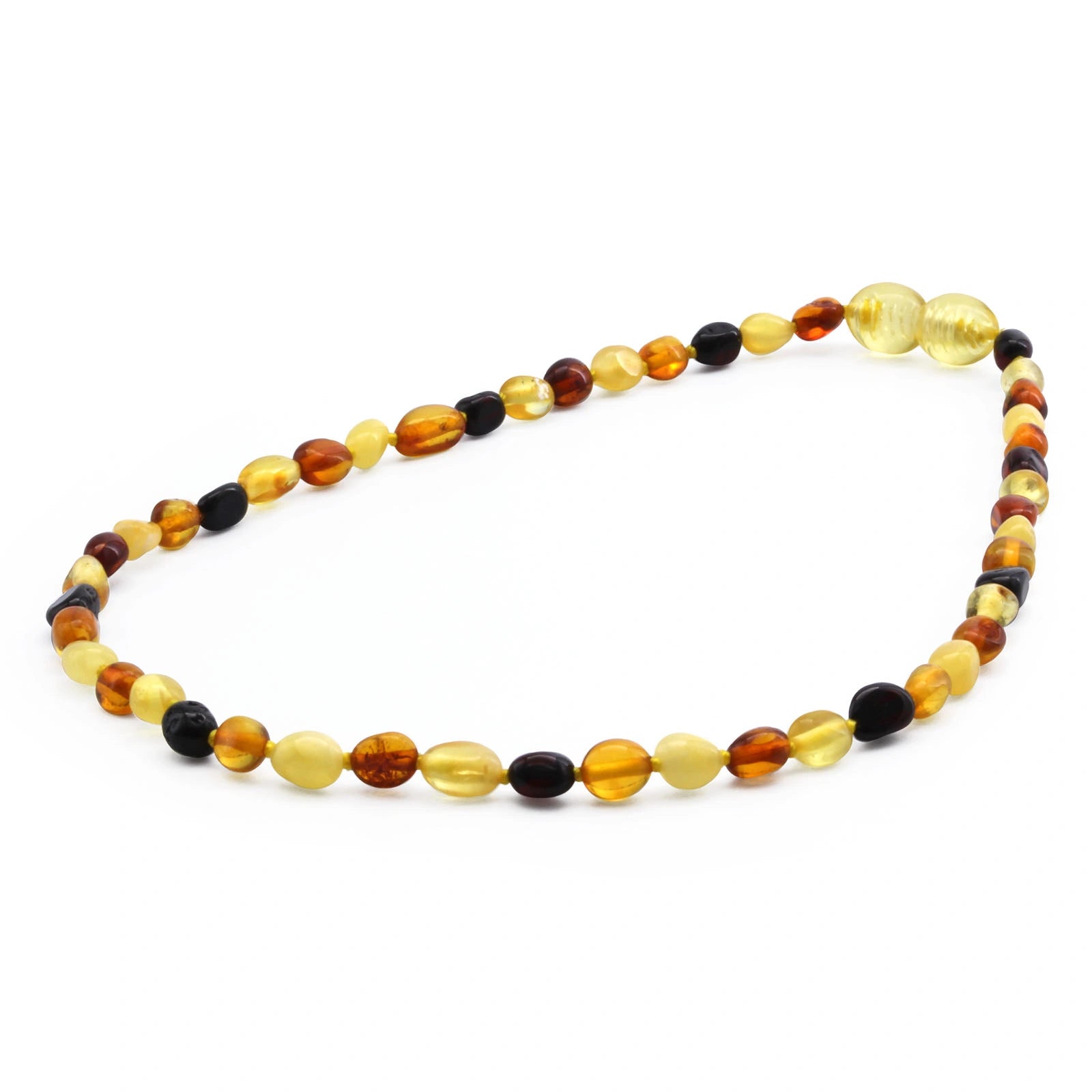 Baltic Amber Teething Necklace. Olive Multicolor Glossy 5mm - OL63