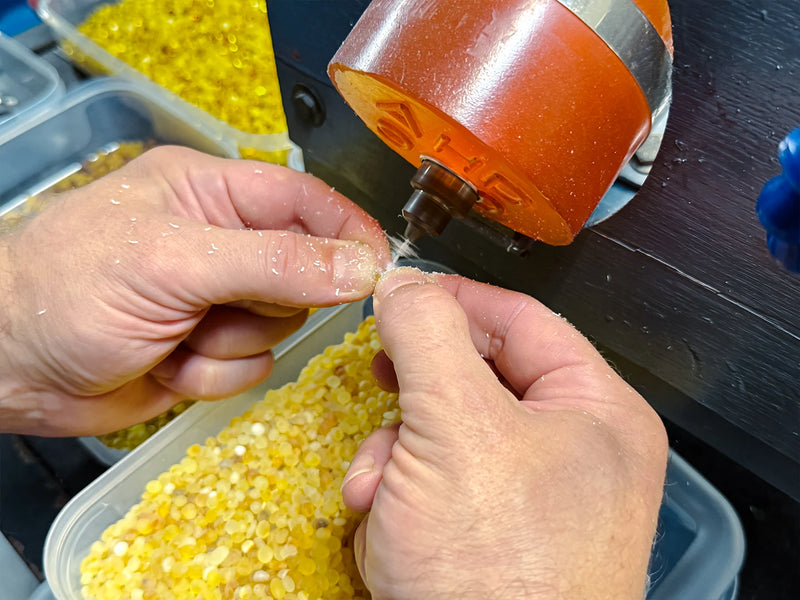 amber beads drilling process