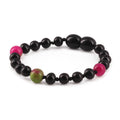 Baltic Amber Teething Bracelet with Pink Jade. Baroque 5mm - LE565