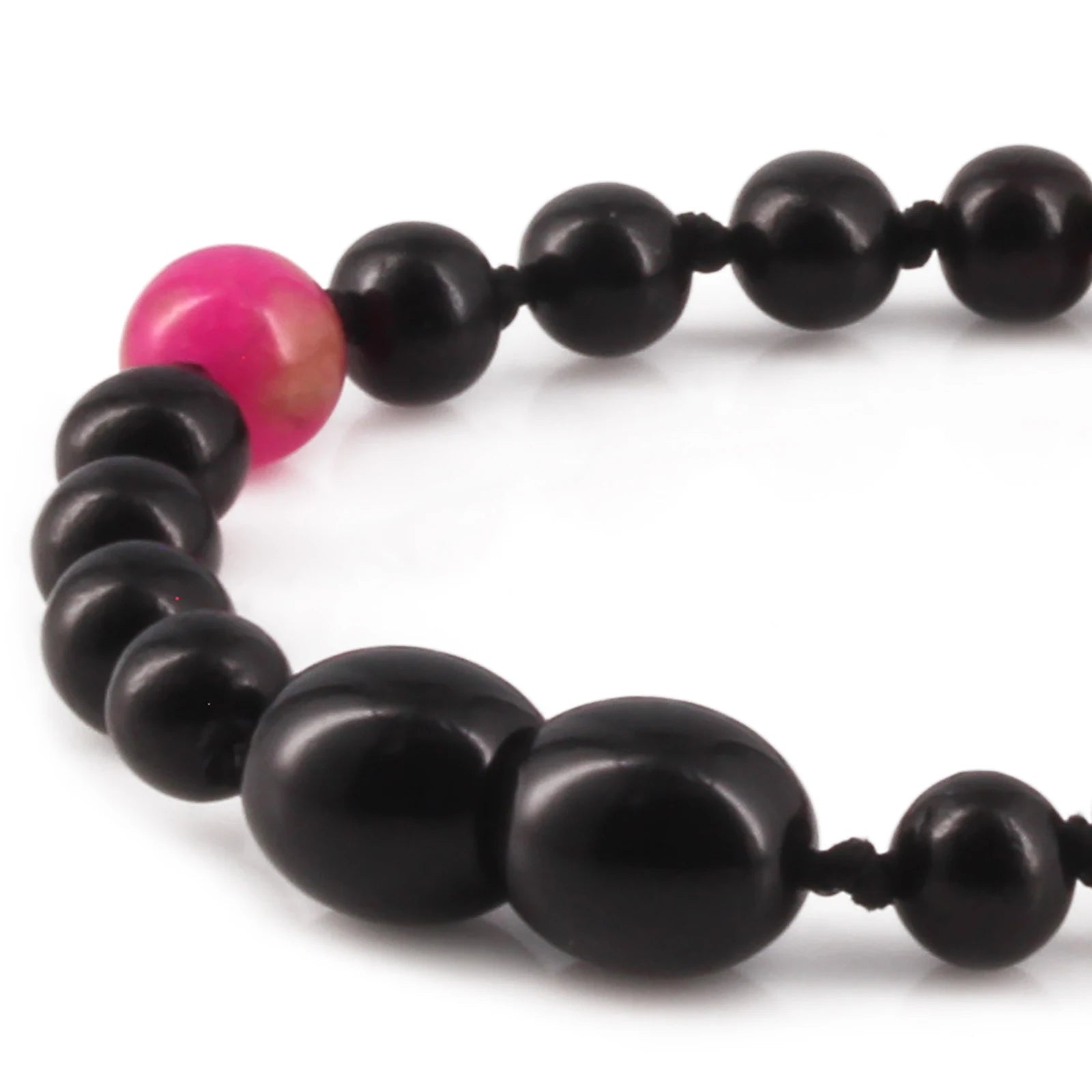 Baltic Amber Teething Bracelet with Pink Jade. Baroque 5mm - LE565