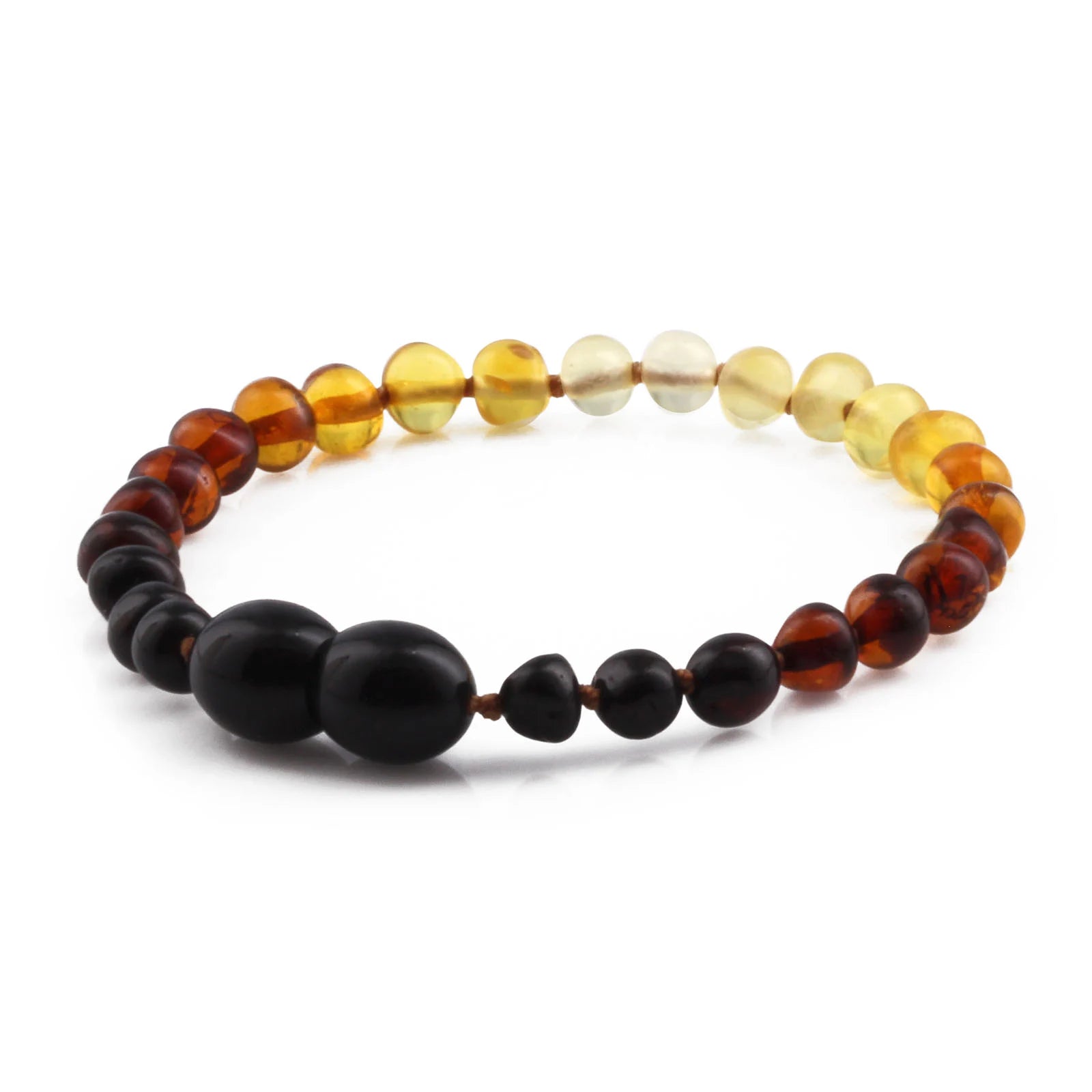 Baltic Amber Teething Bracelet. Baroque Rainbow 5mm - XB54R2
