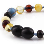 Baltic Amber Teething Bracelet with Sky Blue Imperial Jasper. Baroque 5mm - LE466