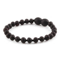 Baltic Amber Teething Bracelet. Baroque Black 5mm - XB54BM