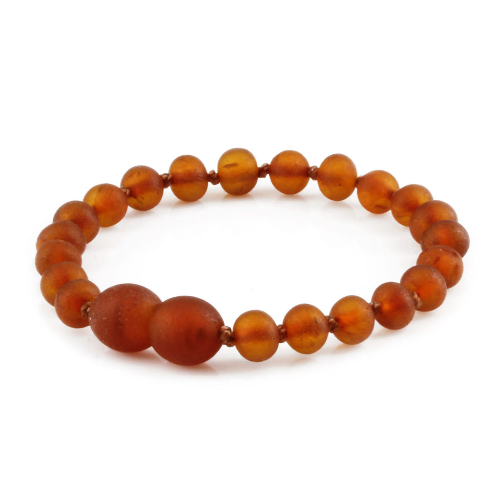 Baltic Amber Teething Bracelet. Baroque Light Cognac 5mm - XB54LCM