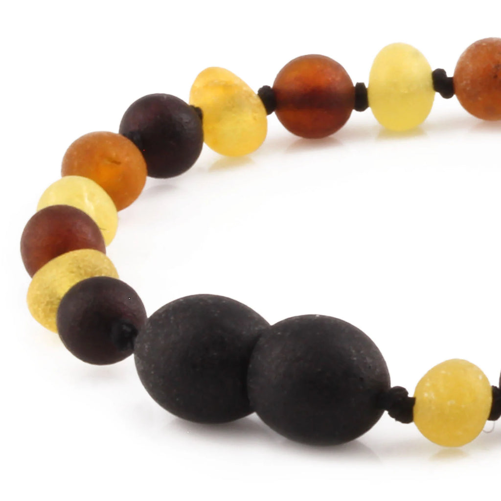 Baltic Amber Teething Bracelet. Baroque Multicolour 5mm - XB54M2M