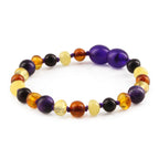 Baltic Amber Teething Bracelet with Purple Tiger Eye. Baroque 5mm - LE554