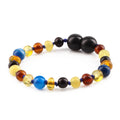 Baltic Amber Child Bracelet with Blue Lace Agate. Baroque 4mm - LE464 V2