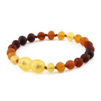 Baltic Amber Teething Bracelet. Baroque Rainbow 5mm - XB54RA1M