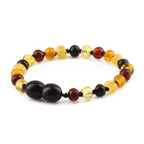 Baltic Amber Teething Bracelet. Baroque Multicolour 5mm - XB54M2