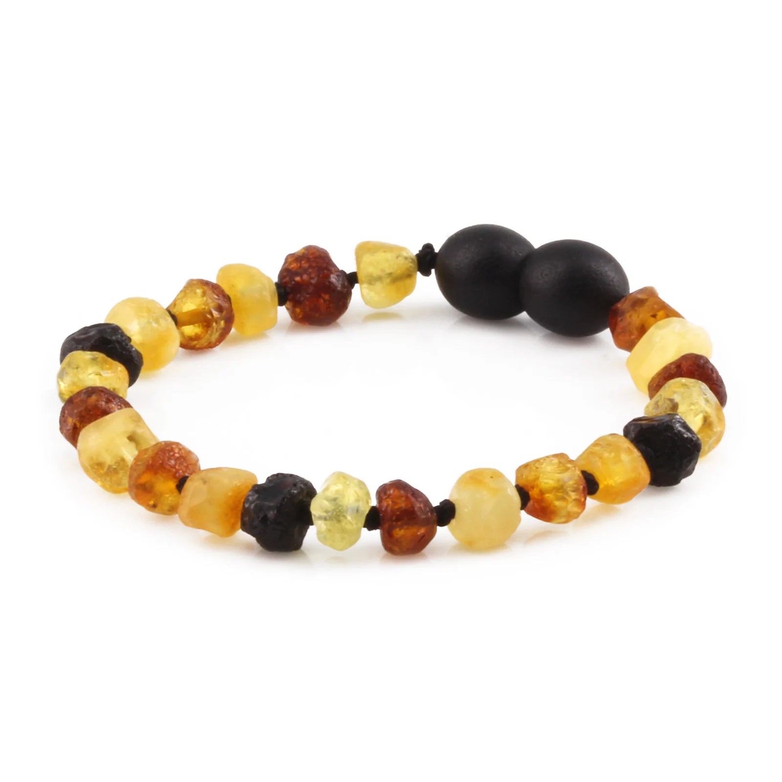 Baltic Amber Teething Bracelet. Baroque Multicolour 5mm - XB54M2-RAW
