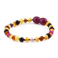 Baltic Amber Child Bracelet with Pink Lace Agate. Baroque 4mm - LE458-S