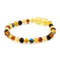 Baltic Amber Child Bracelet with Lake Blue Imperial Jasper. Baroque 4mm - LE474-S